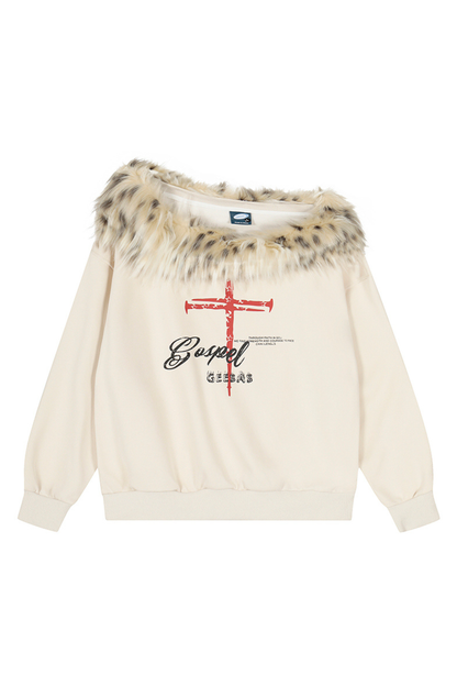 Dark Fur One Shoulder Sweatshirt