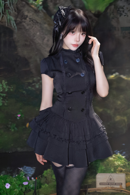Gothic Lace Waist Cinched Dress