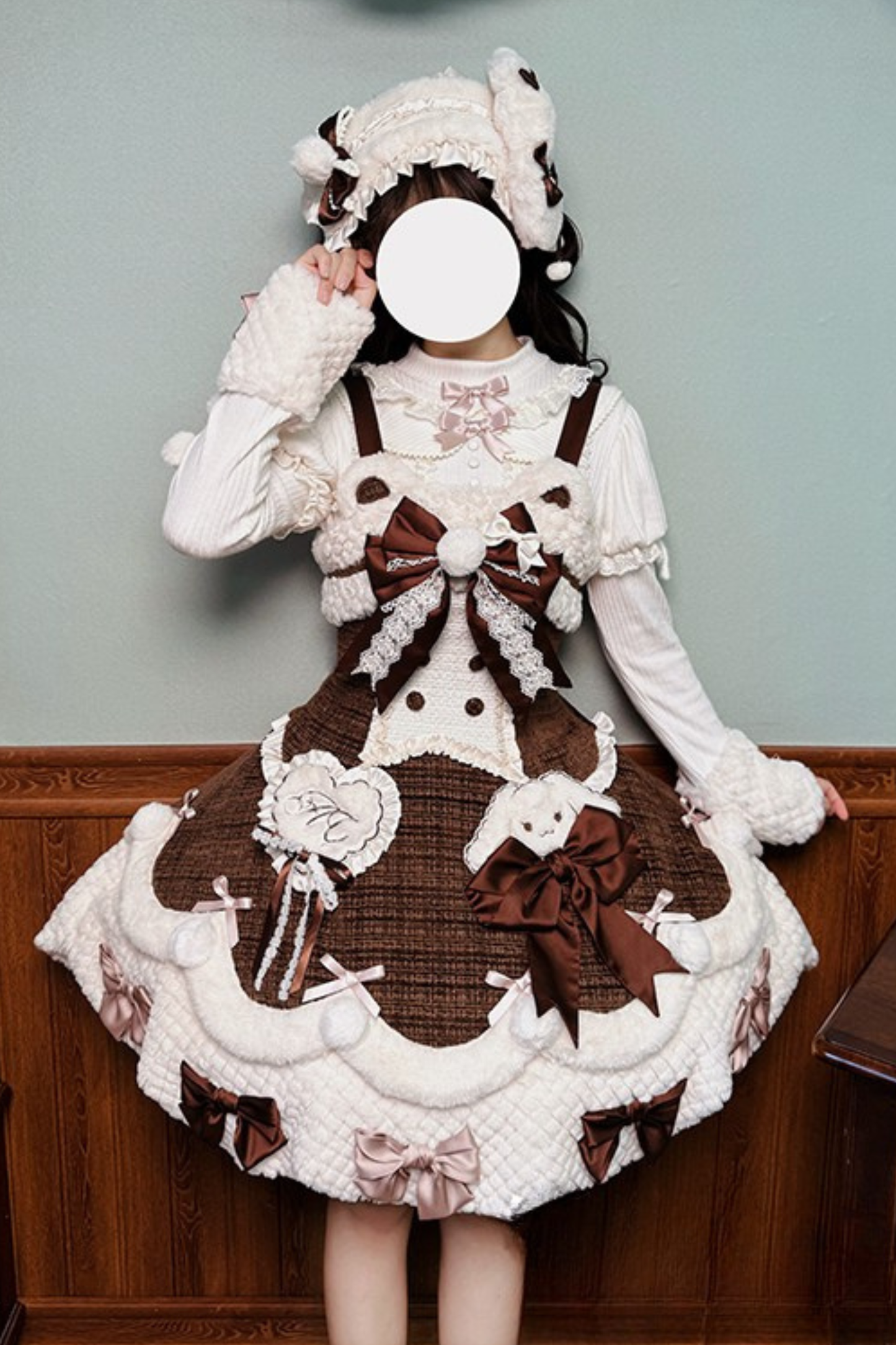 [Deadline for reservations: December 8] Frosted Sugar Rabbit Fur Ribbon Strap Dress