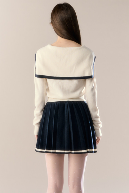 セーラーリボンカーディガン+プリーツスカート