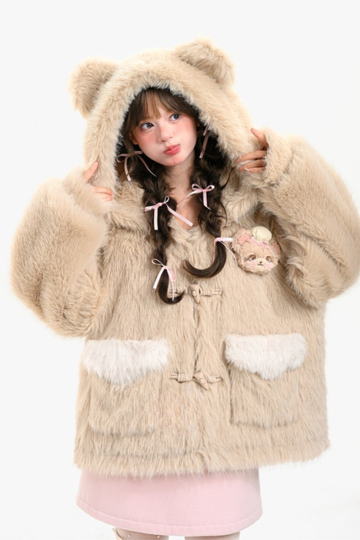 ベアフードファーコート