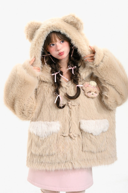 ベアフードファーコート