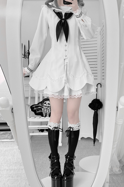 Lace sailor collar top + skirt