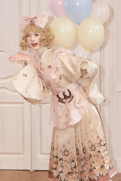 中國風甜美馬戲團圍裙+上衣+裙子+夾子