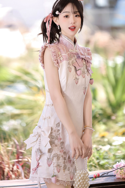 ストロベリースイートチャイナノースリーブドレス