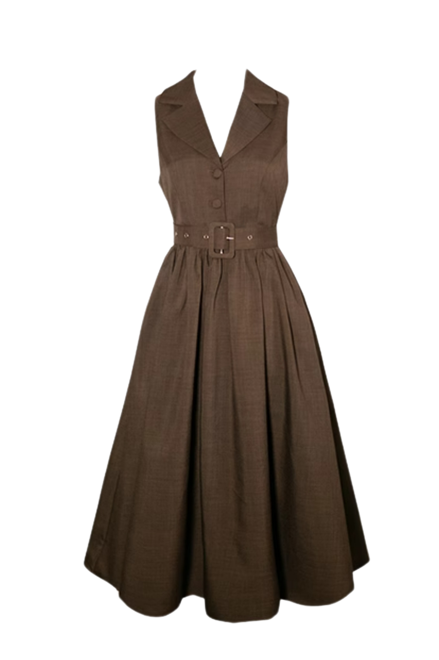 French Retro Vintage Belt High Waist Dress