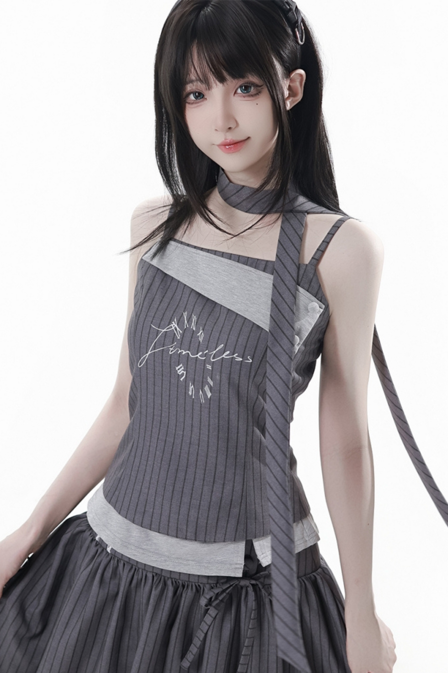 モードアカデミージャケット+アシメトップス+キャミソール+スカート+スカーフ