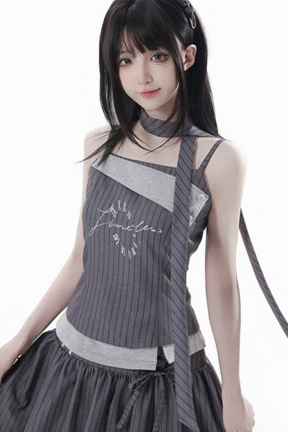 モードアカデミージャケット+アシメトップス+キャミソール+スカート+スカーフ