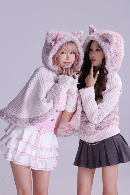 Y2Kレオパードキャットイヤージャケット