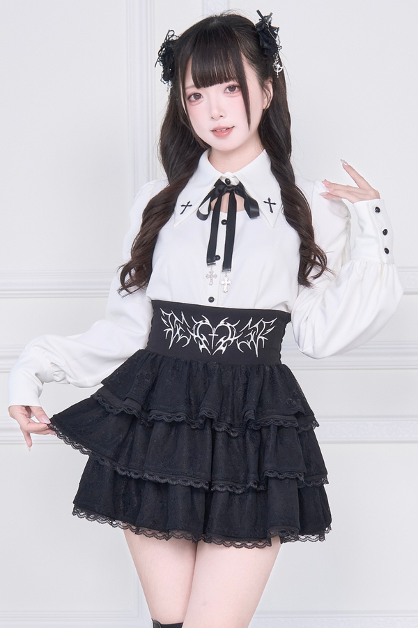 クロス刺繍シャツ+スカート