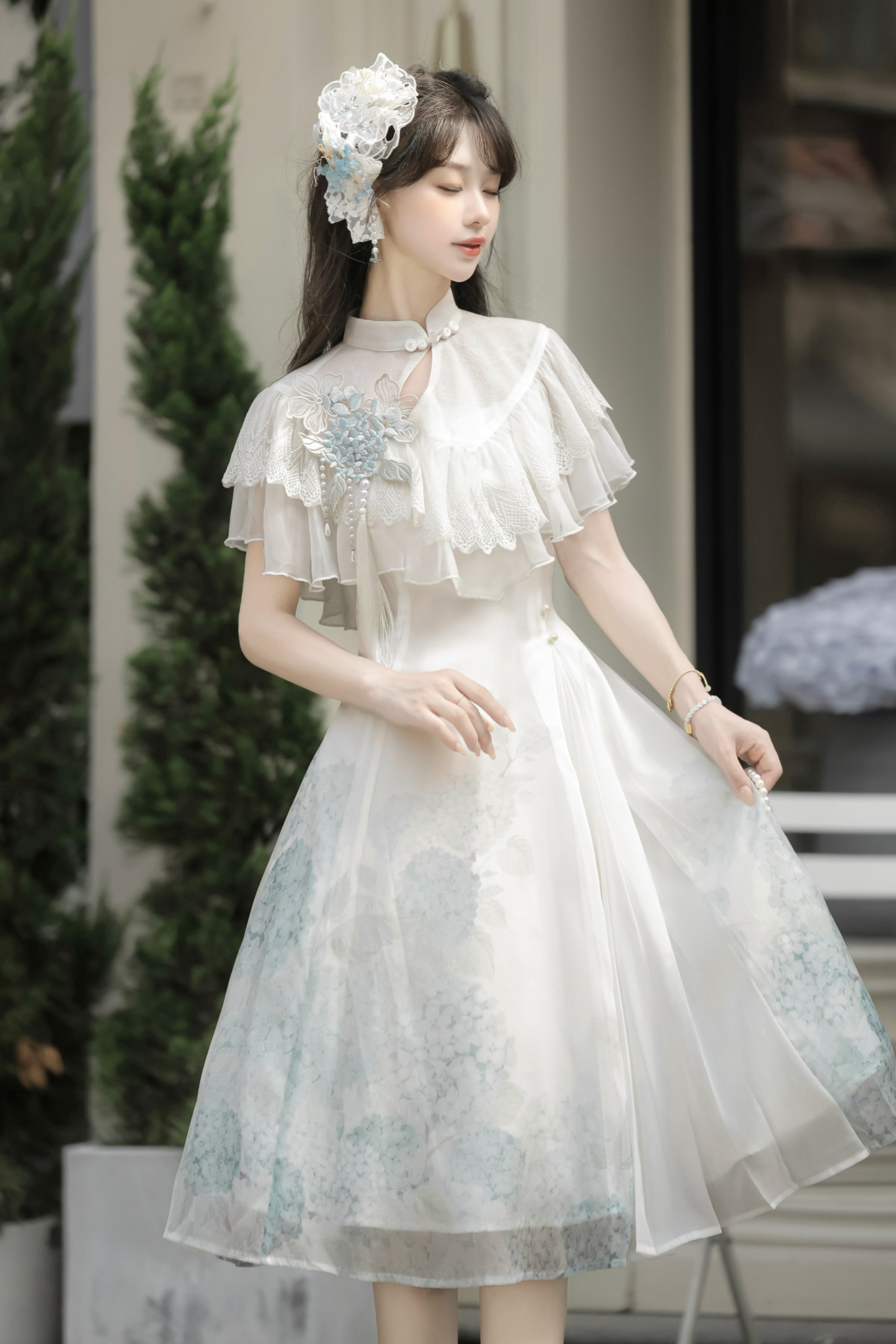 アジサイレターエレガントロリータサスペンダードレス+ショール