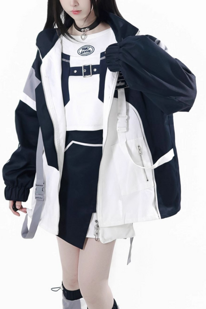 サブカルカーゴショートコート+ジャンパースカート+スカート +レッグウォーマー