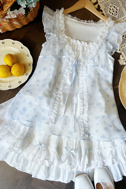 Antique Blossom Mesh Blouse + Skirt