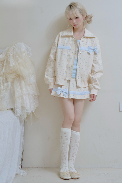 フラワーリボンジャケット＋プリーツスカート