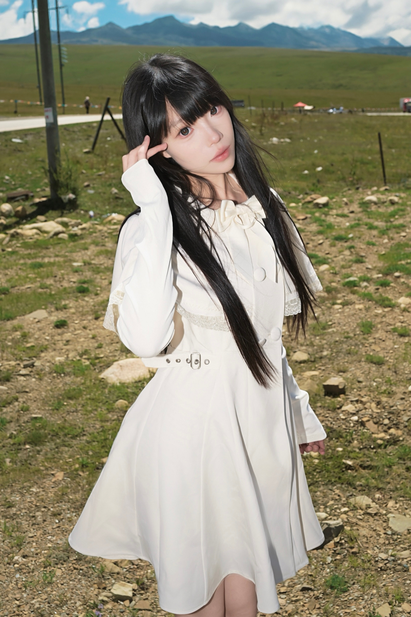 Cape Dark White Girl Dress