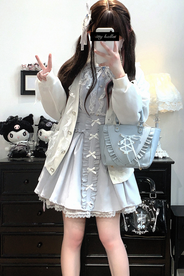 ルーズレースリボンボウカーディガン