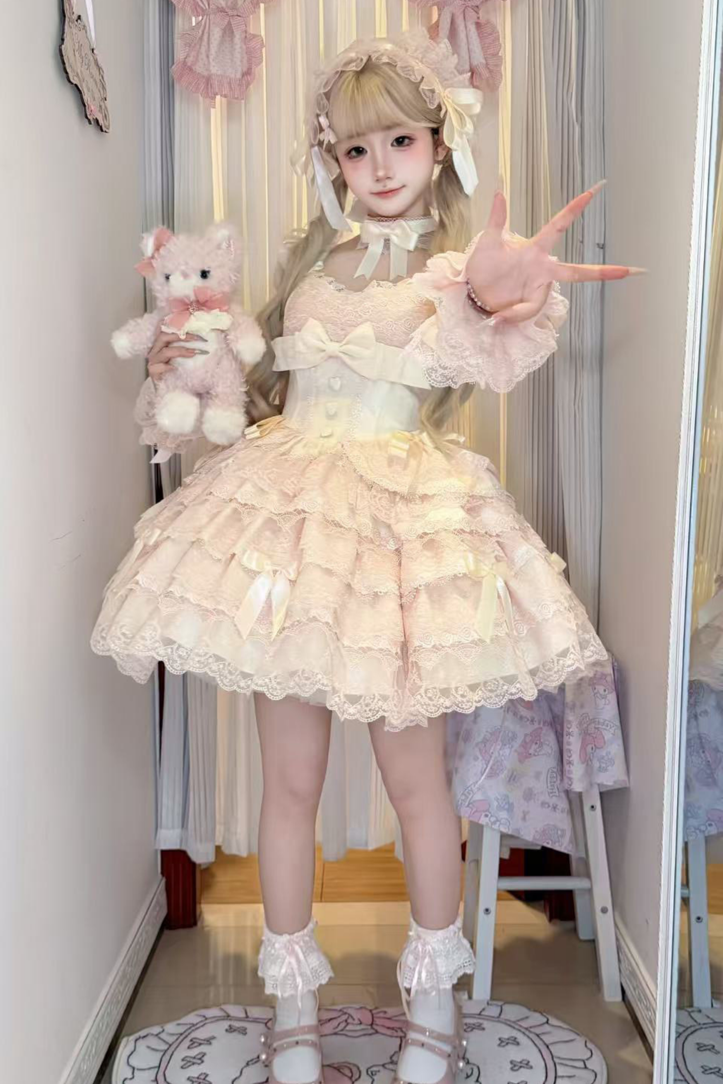 【予約商品】プリンセスバレエケーキロリータドレス+ヘアバンド+ネックレス+スリーブ+テール