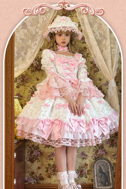 サークルクリームドールダブルパレスゴージャスドレス+ハット+チョーカー