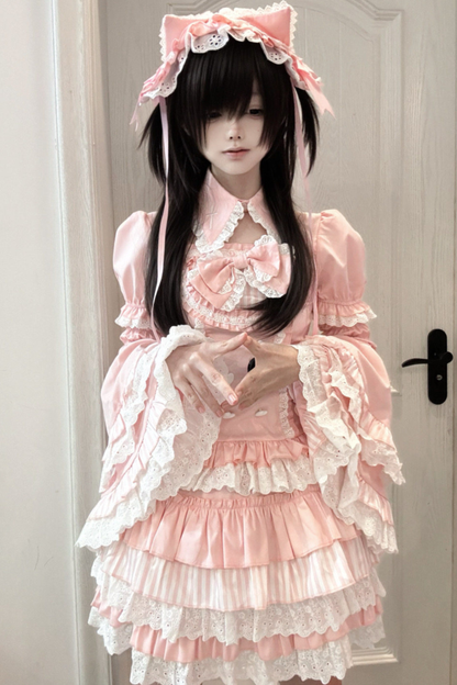 ピンキープリンセスケーキトップス+スカート+スリーブ+ヘアバンド