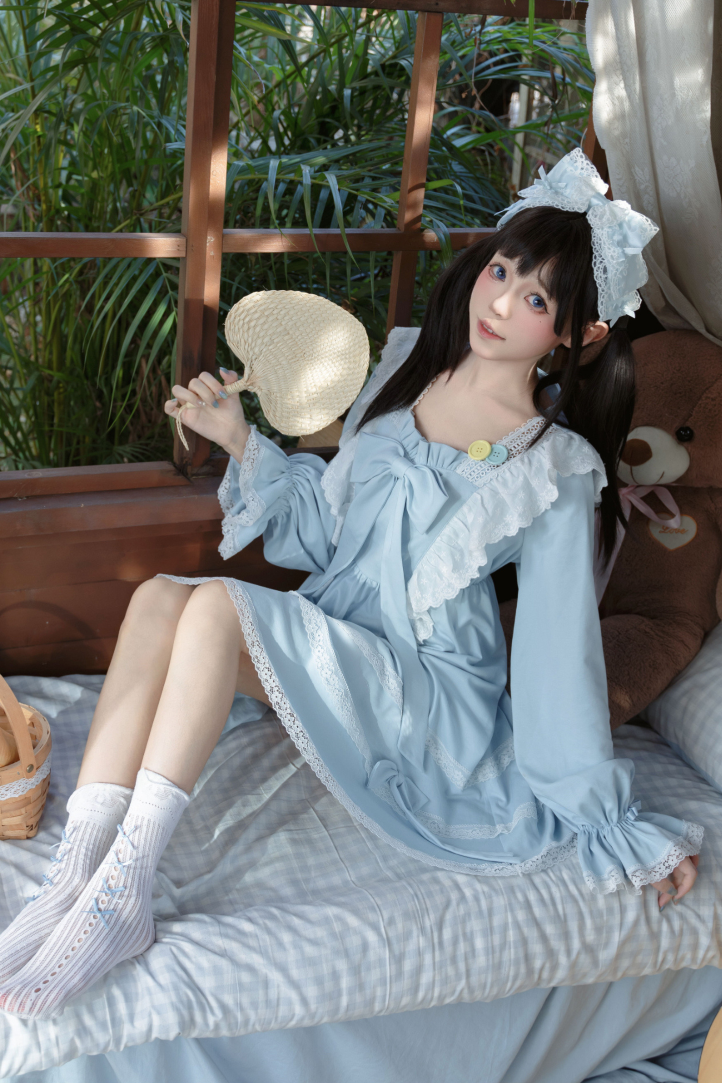 ブルーレースプリンセスドレス+ヘアバンド