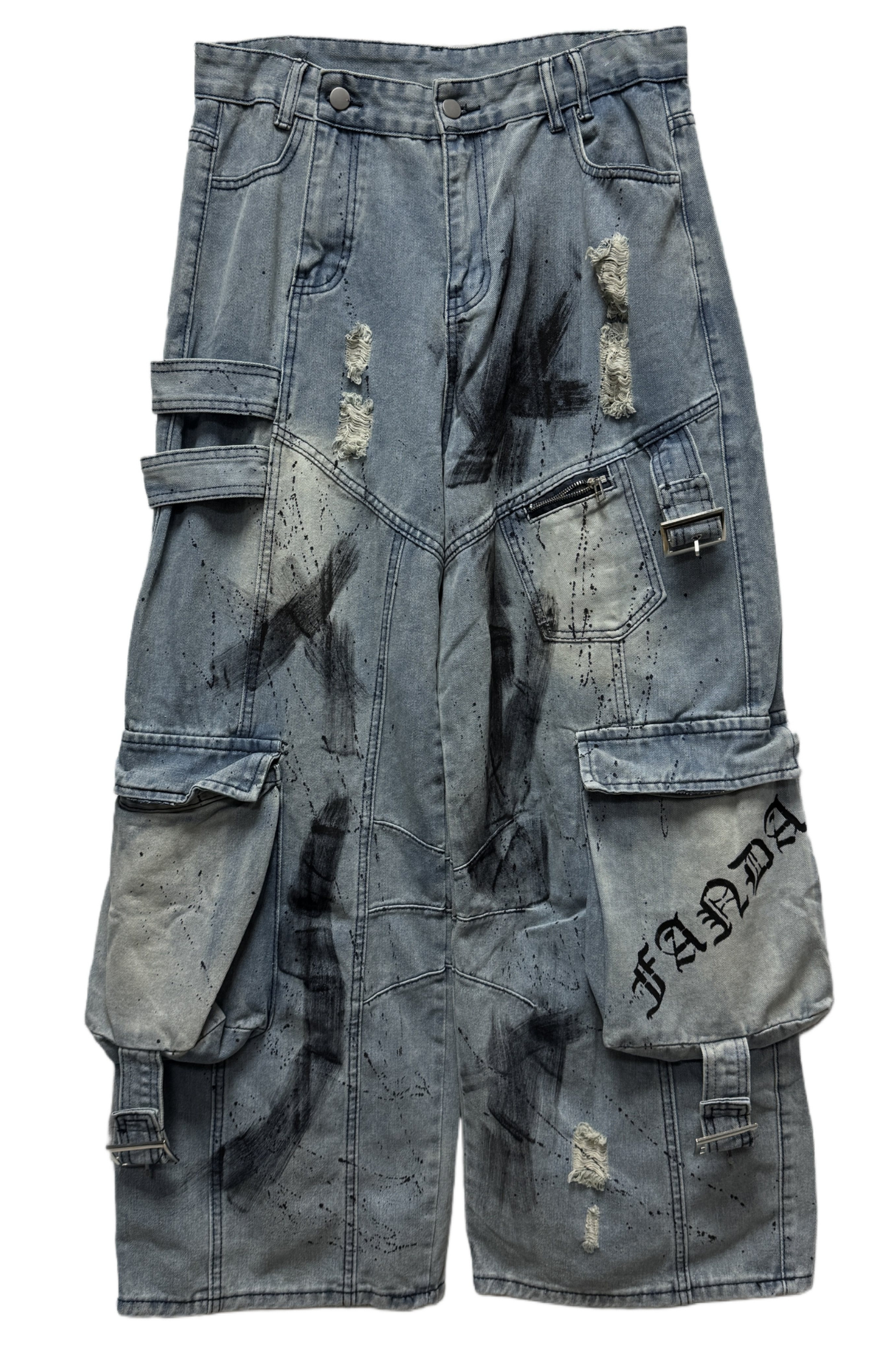 グラフィティデニムカーゴパンツ+ベルト