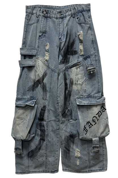 グラフィティデニムカーゴパンツ+ベルト