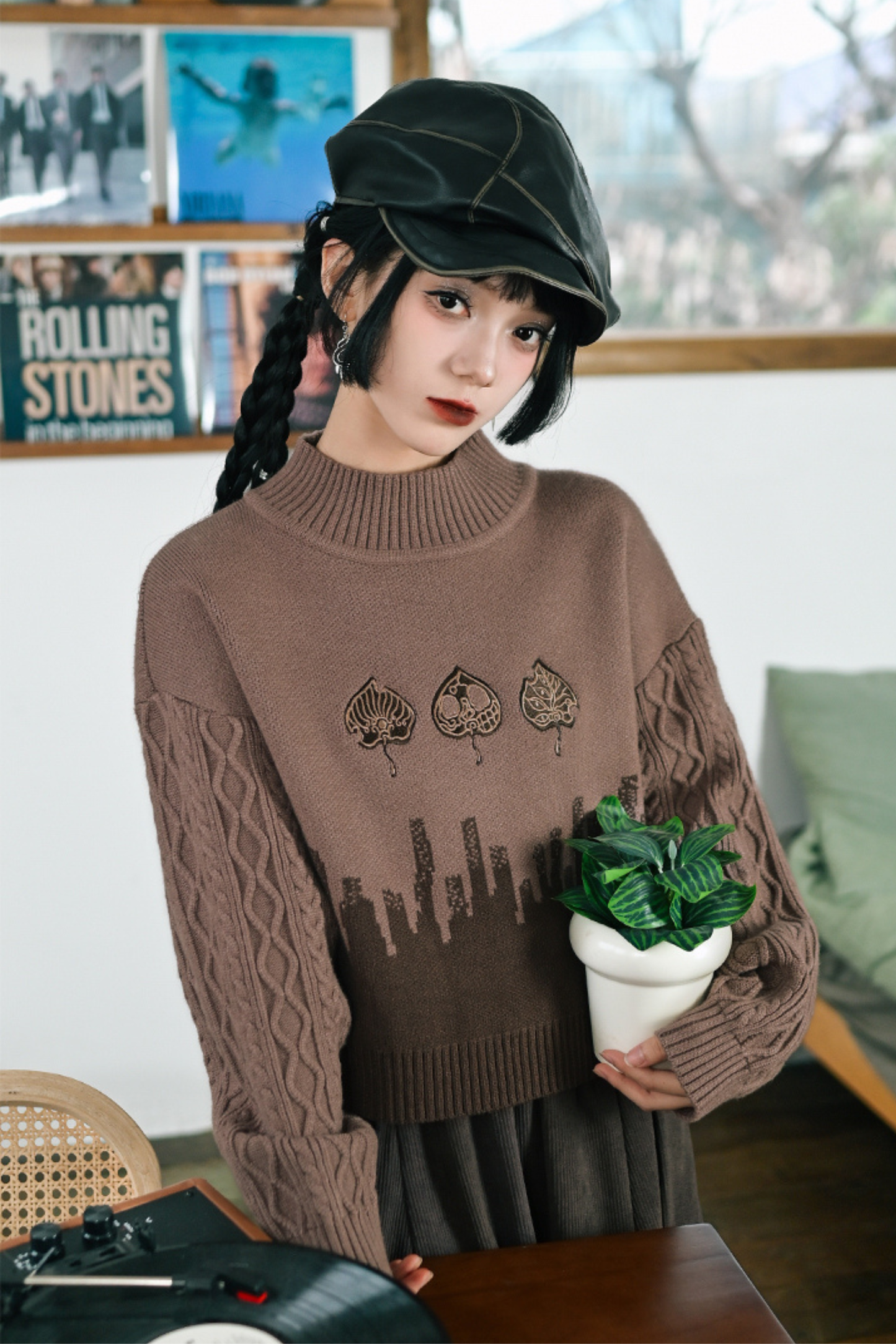Bicolor Turtleneck Sweater