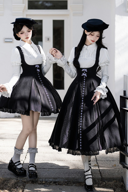 Six Sweet Lolita Flare Jumper Skirt + Top + Hat + Ribbon + Collar