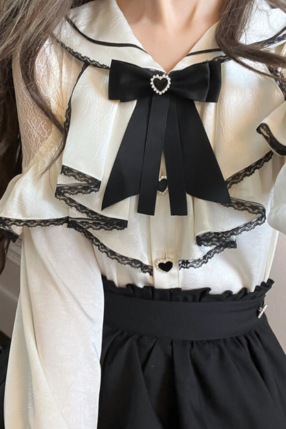 Mine sailor ribbon top + ruffle skirt