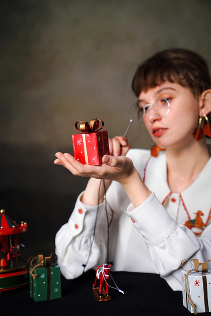 ステッチレトロコントラストホワイトシャツ