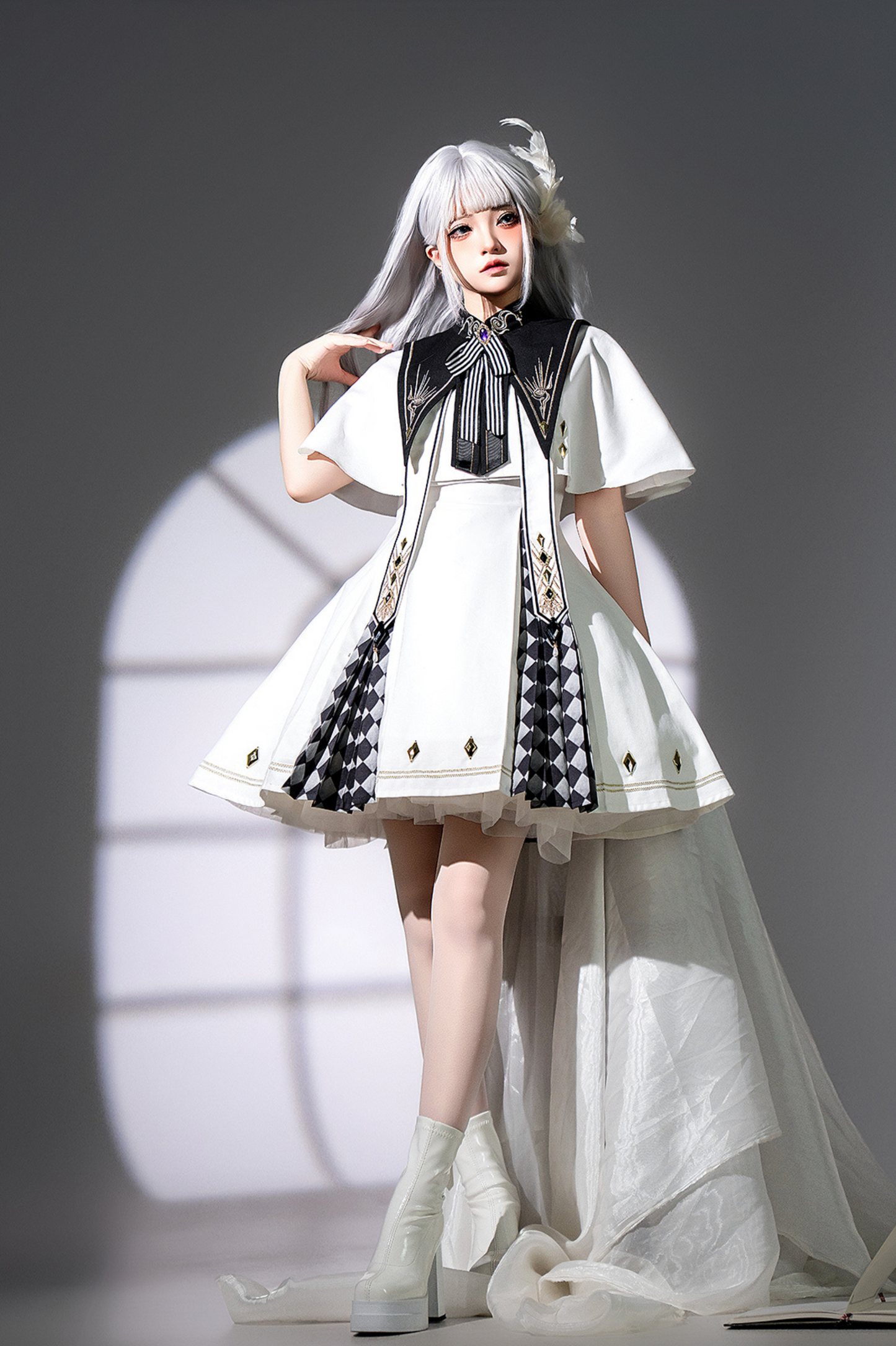 Real Aigothic Style Lolita Dress + Cape + False Collar