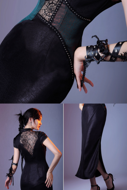 Dark Lace Slim Fitted Dress