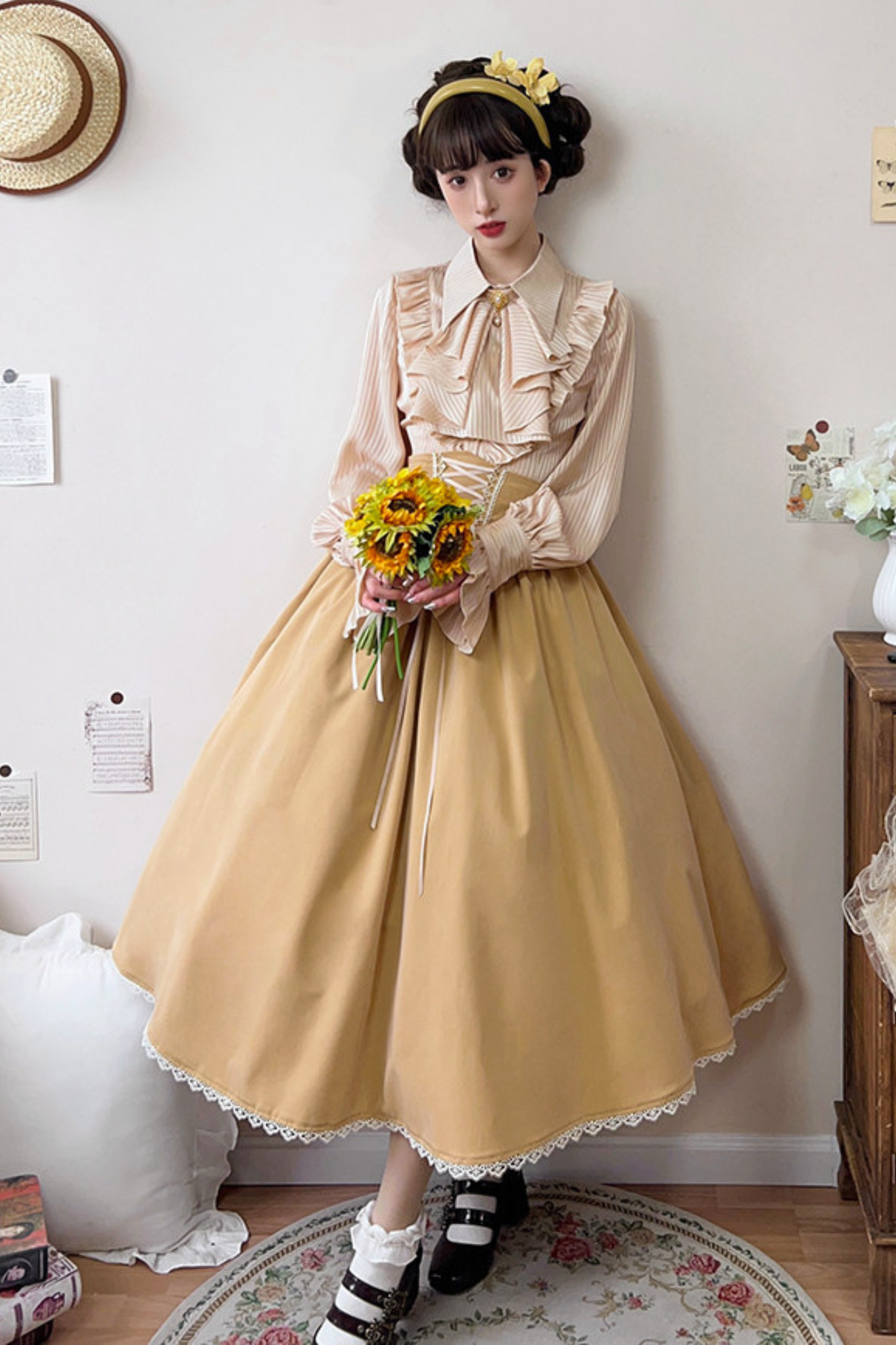 Retro Reversible Fishbone Lolita Skirt