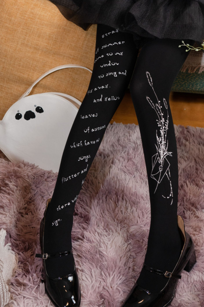 Classical Flower Letter Lolita Tights