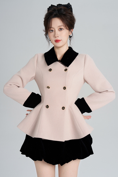 フレンチスイートピンクフレアコート+スカート