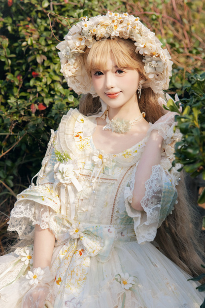 デイジーウェディングロリータハット+グローブ+バッグ+ネックレス