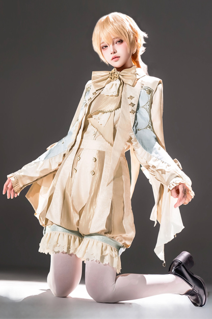 フェアリーテイルプリンスロリータトップス+パンツ+フェイクカラー