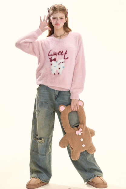 ウォッシュレトロデザインデニムパンツ