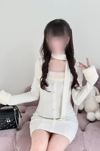 Point Boa Design Tight Dress