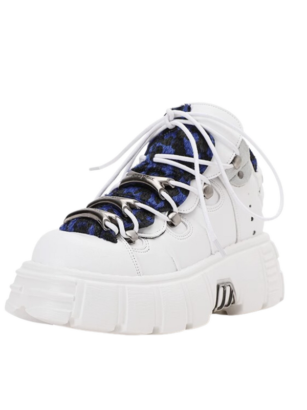 Dark Punk Retro Leather Metal Power Salls Neaker Shoes