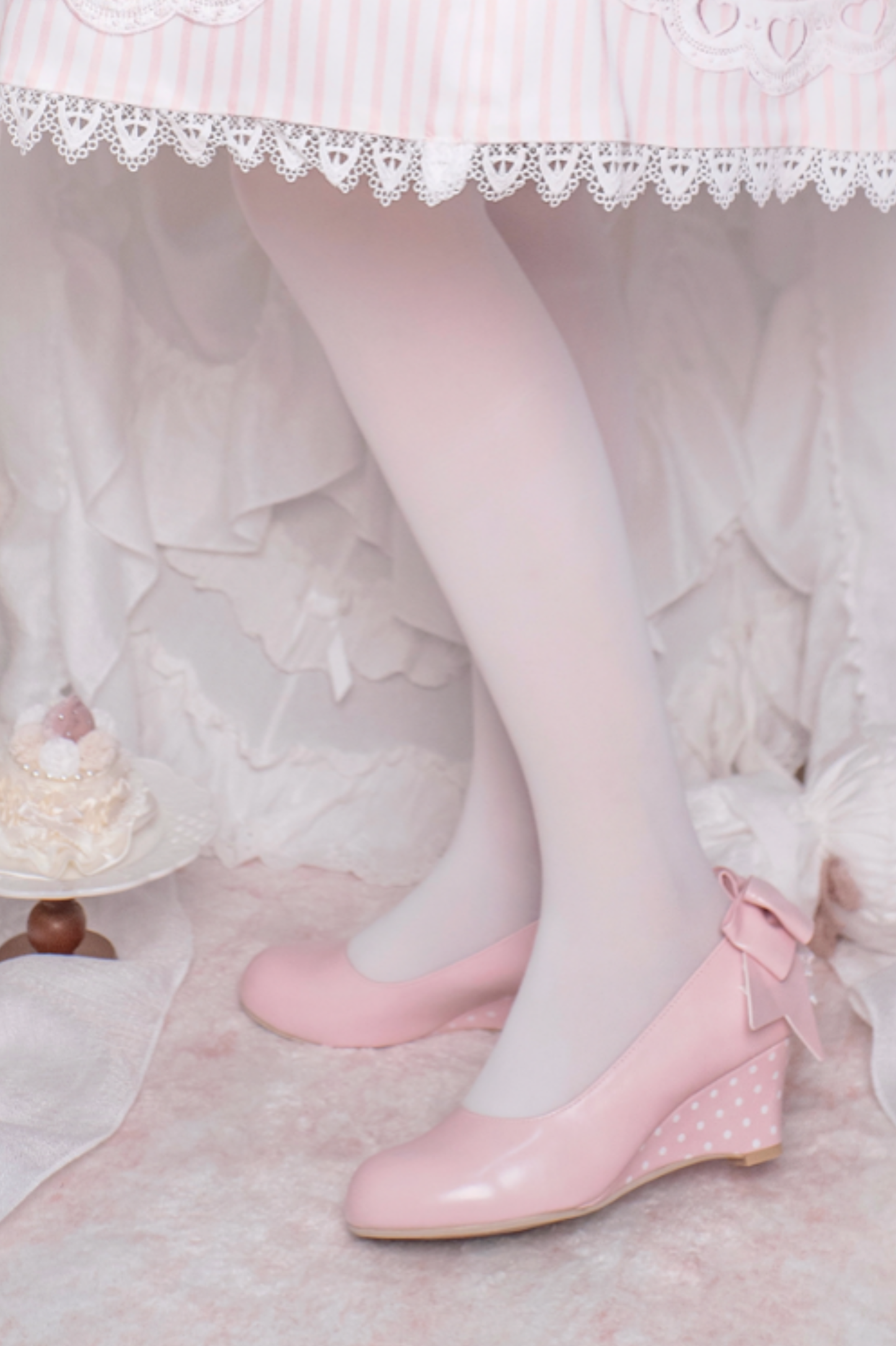 レトロドットハートロリータスイートシューズ