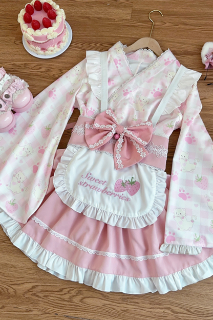 [Reservation Product] Strawberry Retro Cafe Japanese Style Lolita Dress