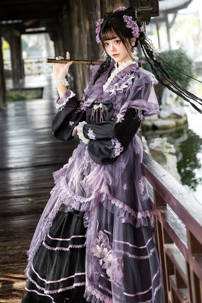 ダークチャイナクロスカラードレス+オーバードレス+スカート