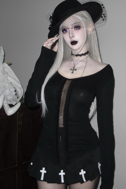 ゴシッククロスニットトップス