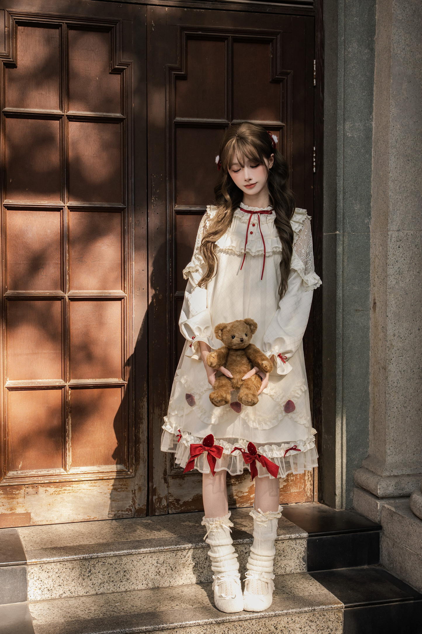 Strawberry Cream Doll Lolita Dress + Strawberry Ribbon