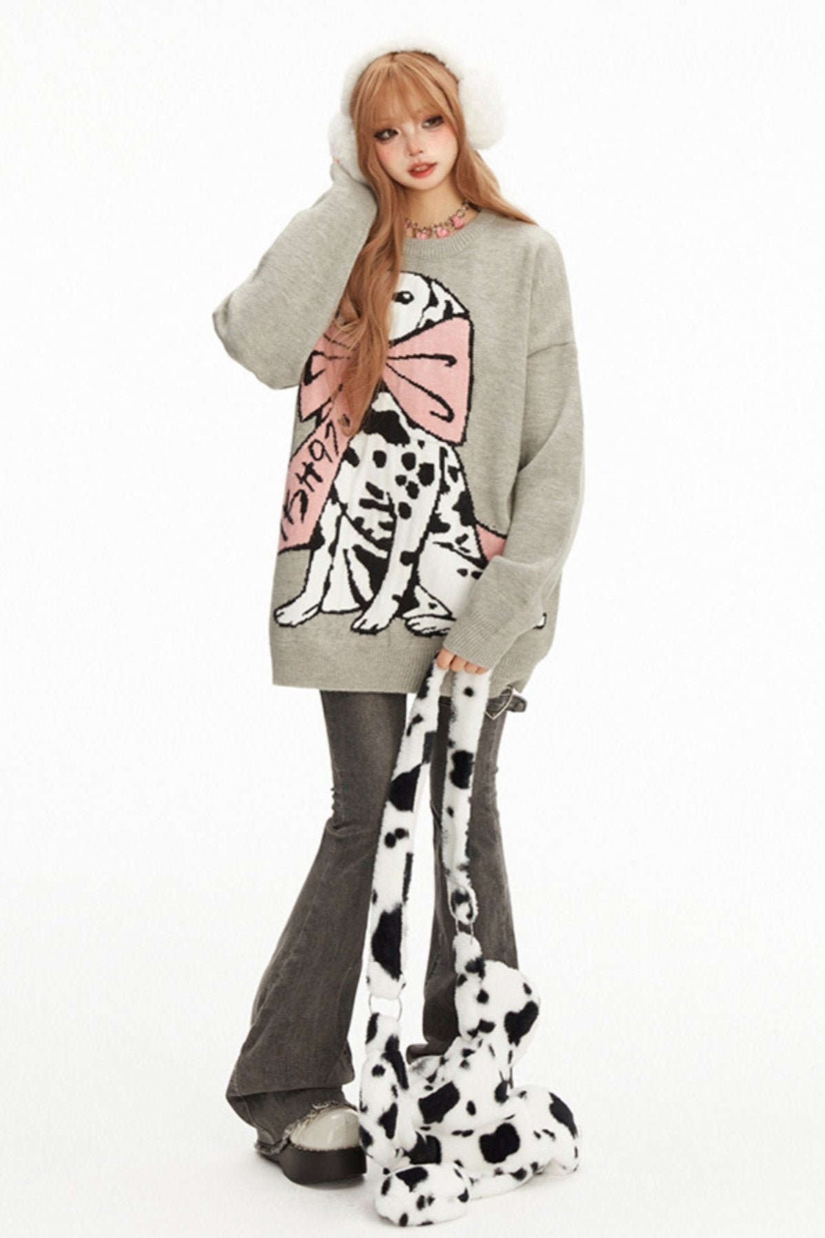 Jacquard Dalmatian Crew Neck Lo Super Waterer