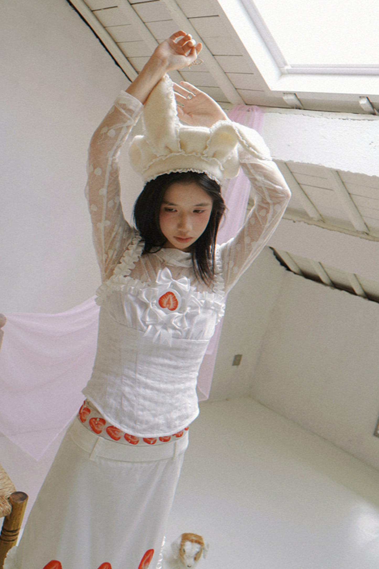 Cherry Jacquard Turtleneck Top