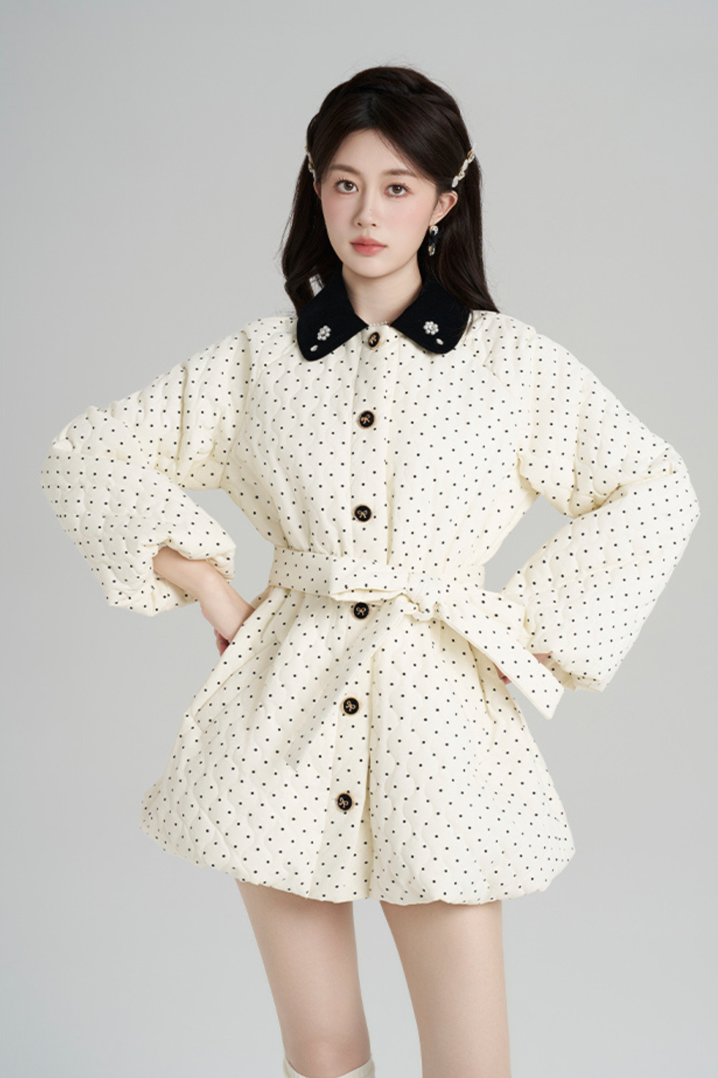 スイートポルカドットフレンチコート