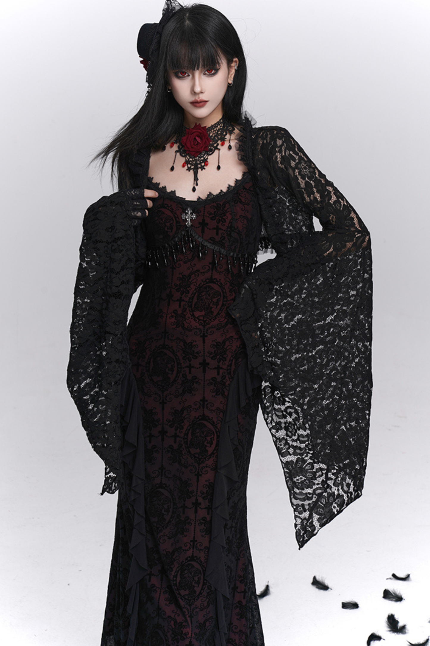 ゴシックキャミソールドレス＋シアートップス