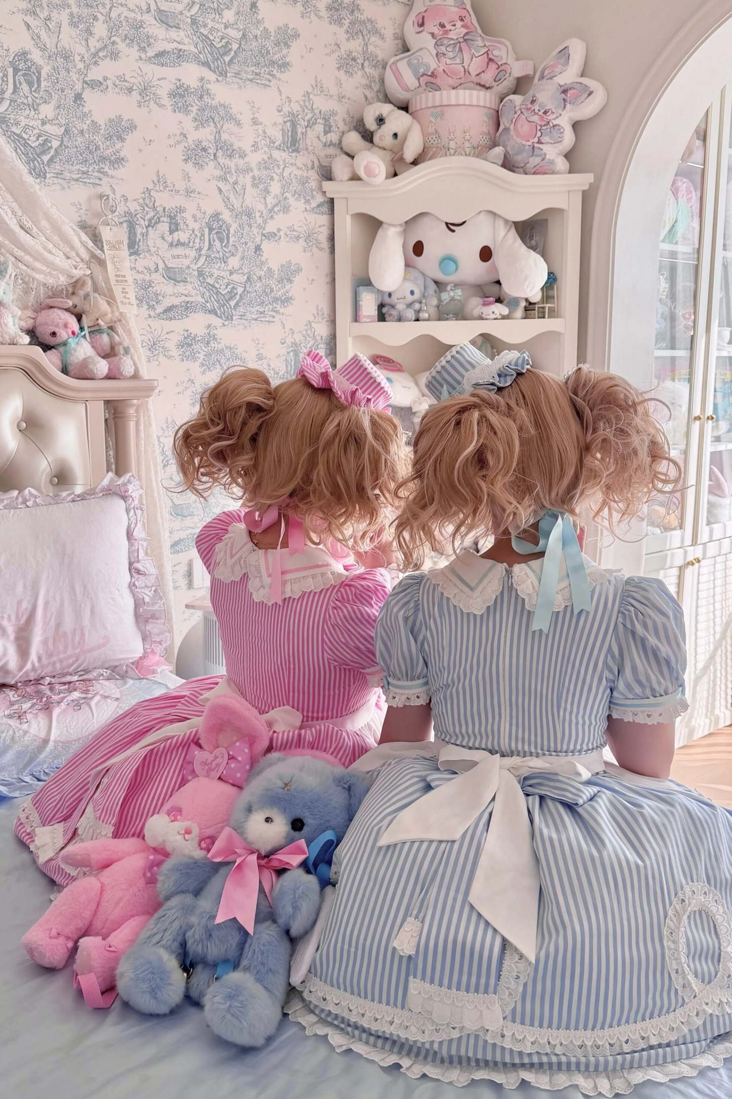 [Vorbestellung] Retro-Puppenartiges Lolita-Kleid + Haarband + Clip + Haube + Hut